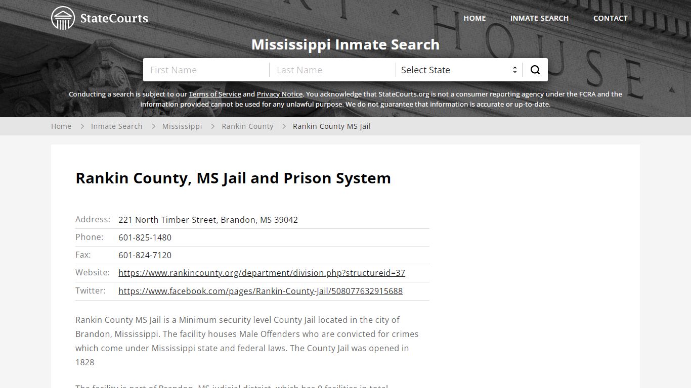 Rankin County MS Jail Inmate Records Search, Mississippi ...